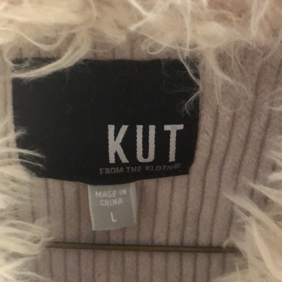 Kut from the Kloth Faux Fur Lined Classic Corduroy Shacket in Grey - Picture 5 of 10